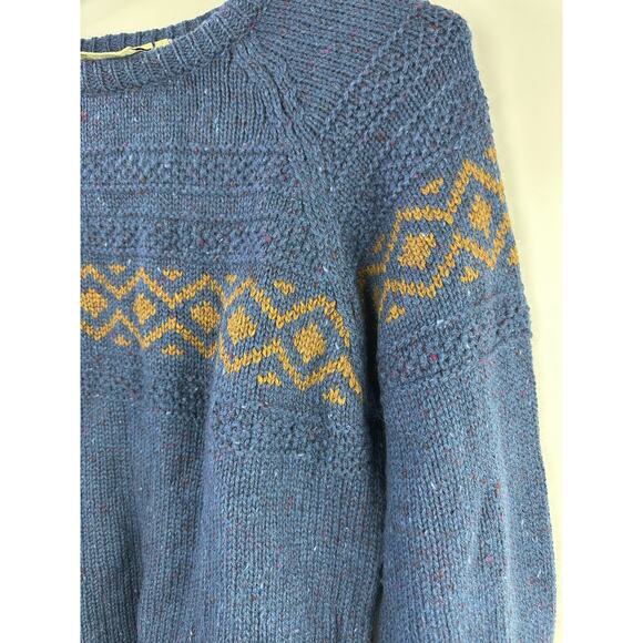 Vtg Gaeltarra Irish Wool Sweater Men’s M/L 107cm Blue Donegal Fleck Fair Isle - Picture 10 of 15